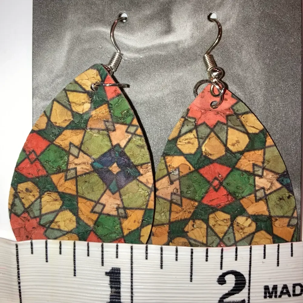 SALE!! Handmade Double Sided Cork Earrings - Picture 4 of 7